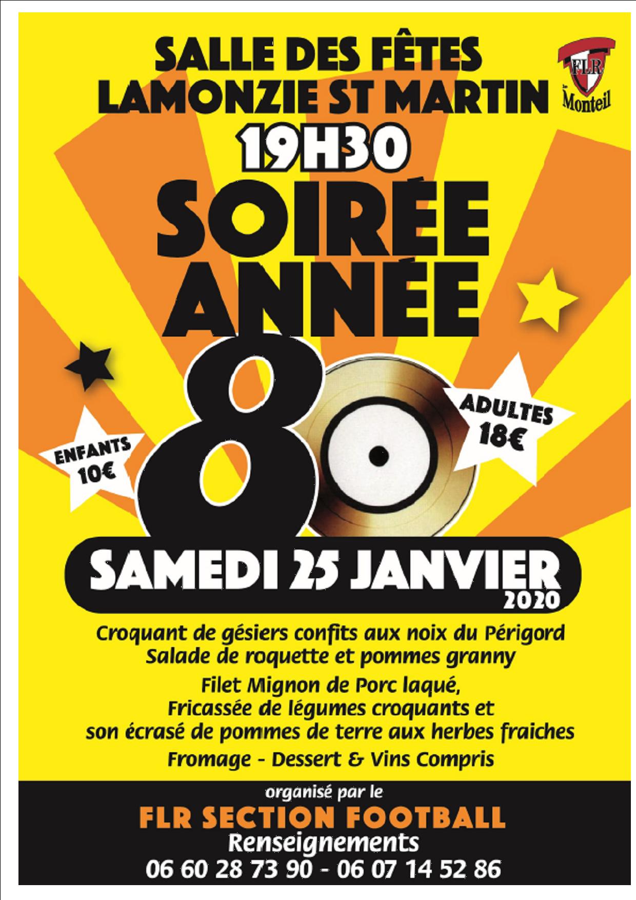 Samedi 25 janvier : soirée année 80